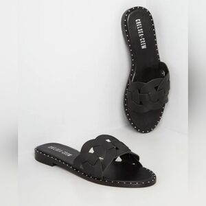 Chelsea Crew Black Sandals with Studded Details